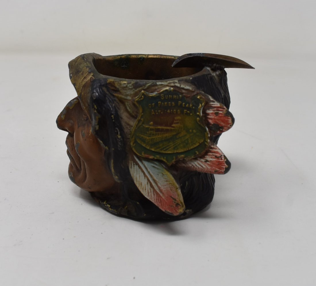 Vintage Metal Pike's Peak Indian Head Ashtray (1 of 7)