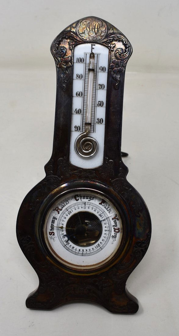 Vintage Gorham Sterling  Silver Thermometer Barometer (1 of 5)