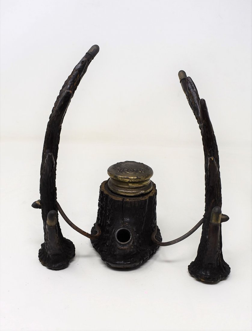 Vintage Black Forest Inkwell with Antlers (1 of 5)