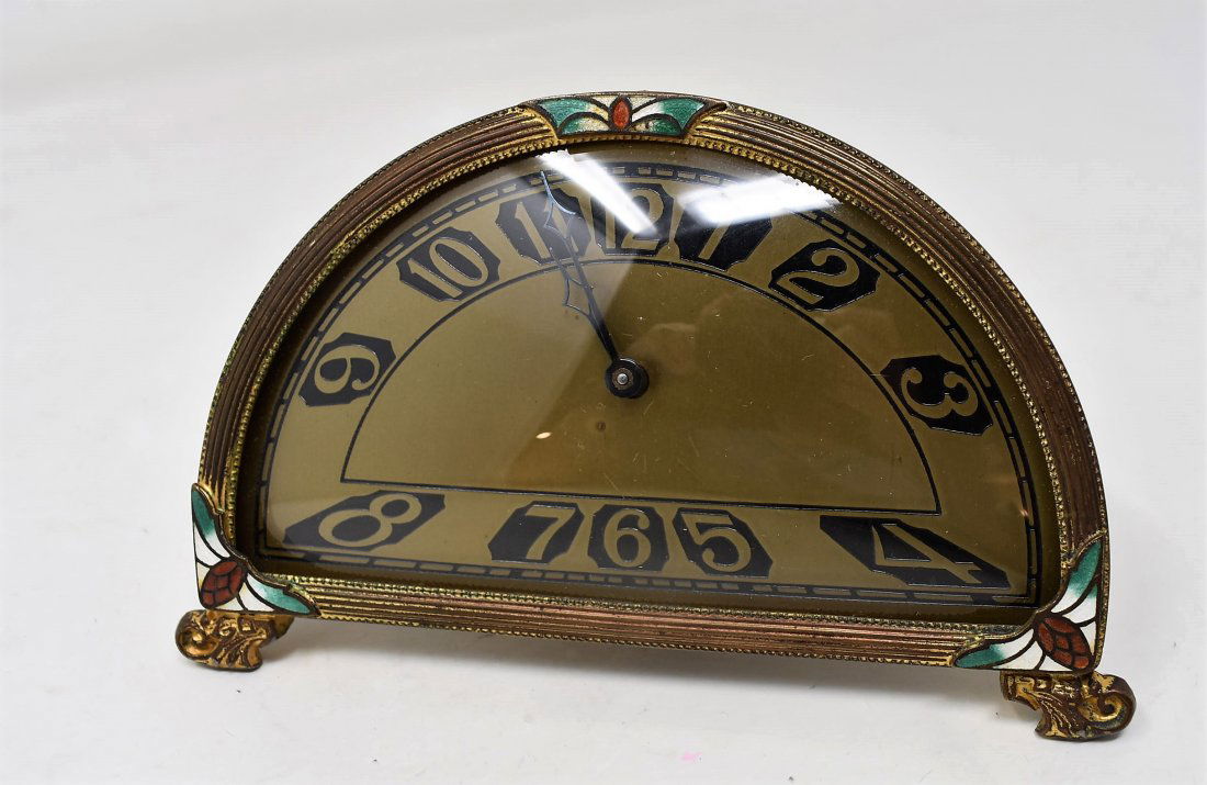 Vintage Silvercraft Art Deco Brass Mini Clock (1 of 4)