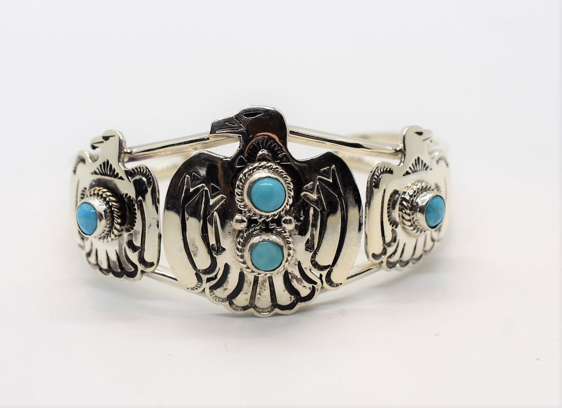 Native American Sterling Silver Eagle Cuff Bracelet (1 of 4)