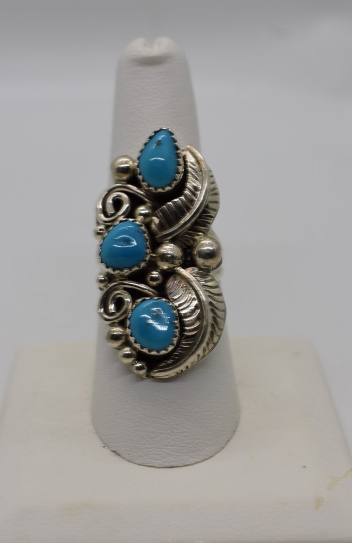 Large Native American Sterling & Turquoise Ring (1 of 5)