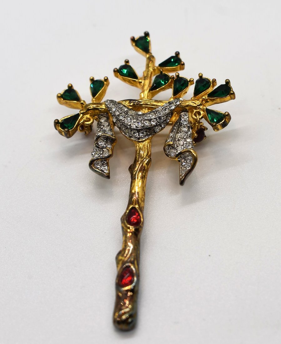 Salvador Dali Joies Cross Draped Brooch Signed: Vintage Salvador Dali Joies Draped Cross Costume Brooch Pin, singed
