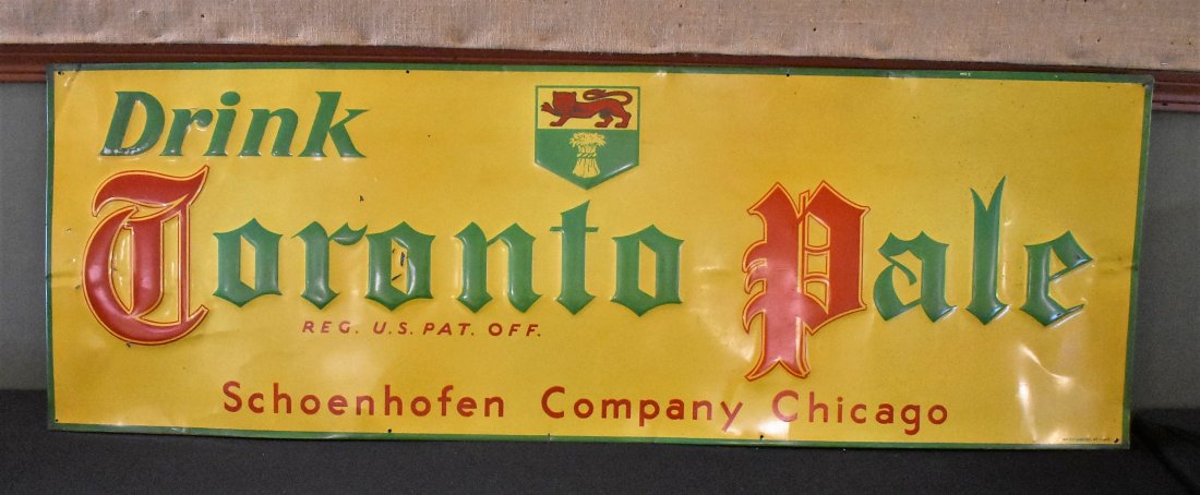 Rare Shoenhofen Toronto Pale Tin advertising Sign (1 of 8)