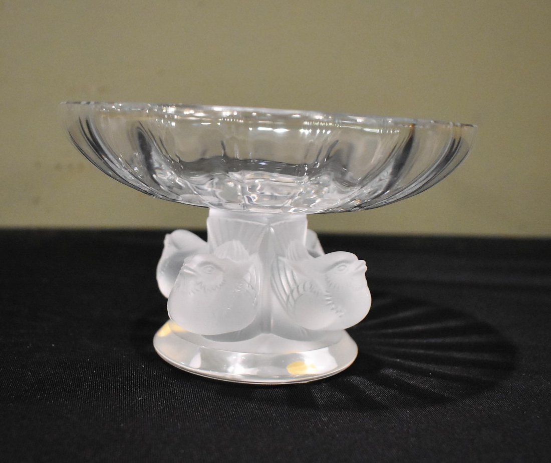 Lalique Crystal Nogent 4 Sparrow Compote Candy Dish (1 of 5)