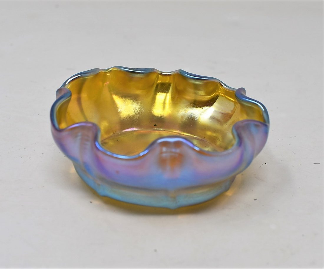 Antique LCT Tiffany Open Salt Cellar Gold Favrile (1 of 4)