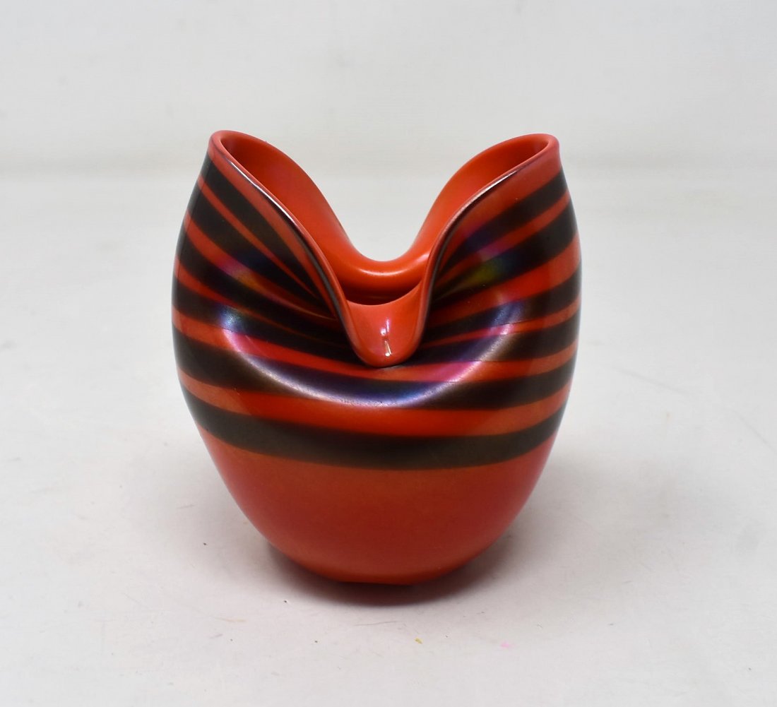 Early 1974 Charles Lotton Red Experimental Art Glass (1 of 3)