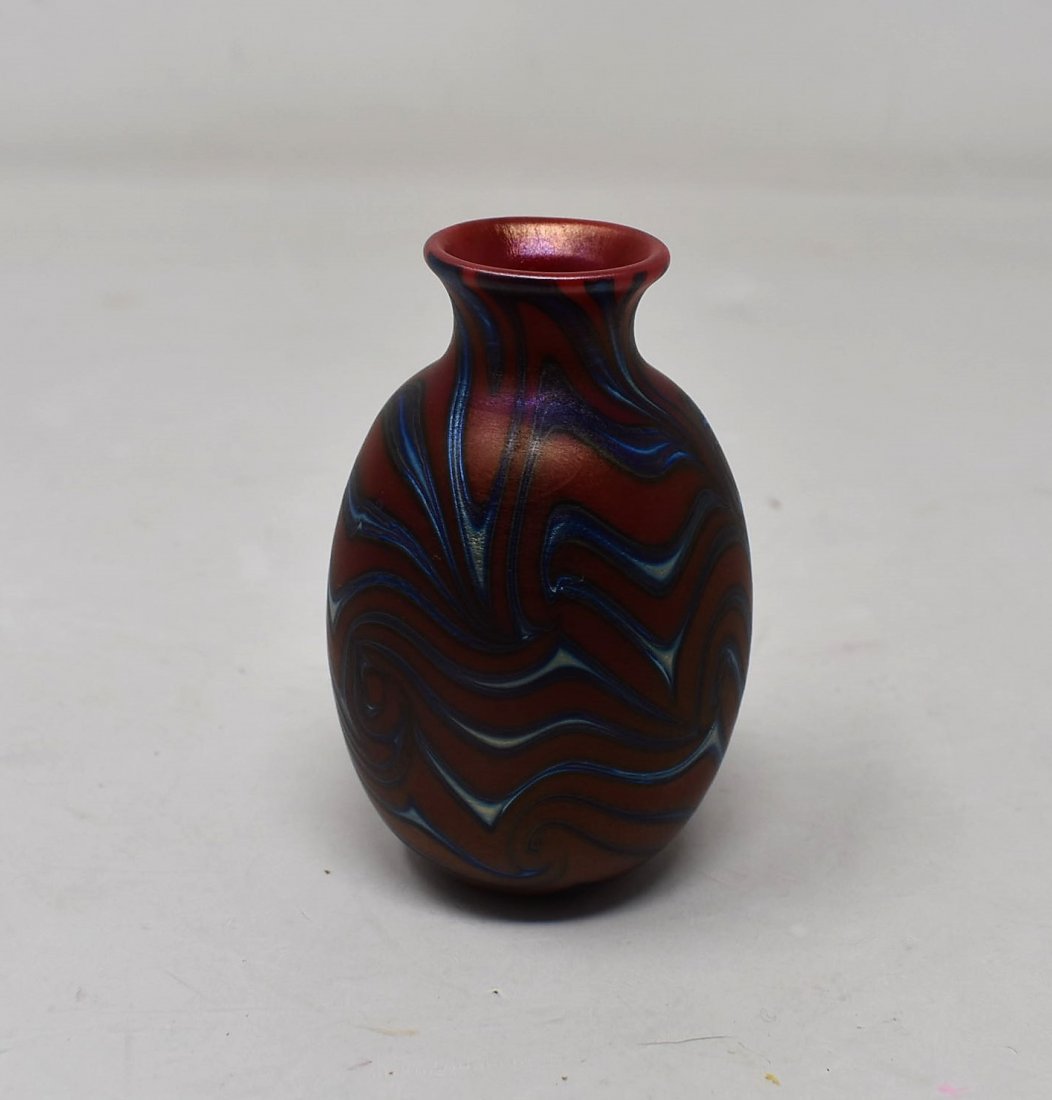 1976 Charles Lotton Red Small Art Glass Vase (1 of 4)