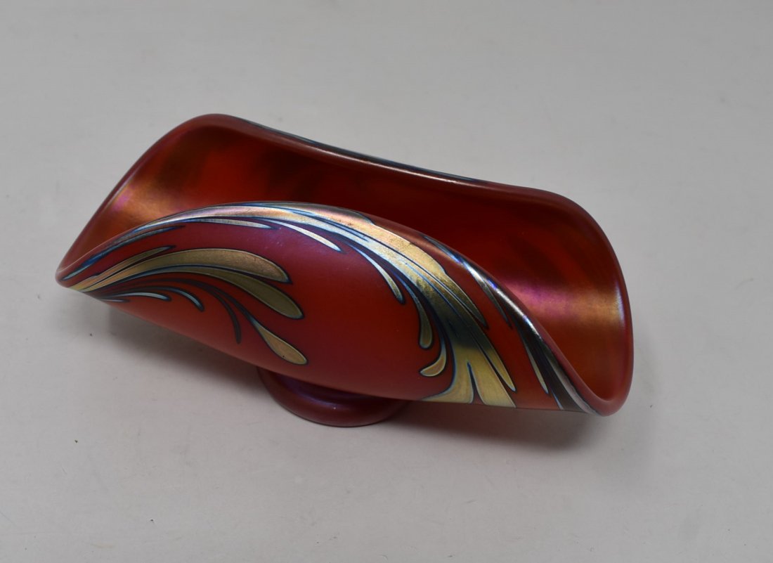 Charles Lotton 1981 Red Pulled Feather Experimental Vas (1 of 5)