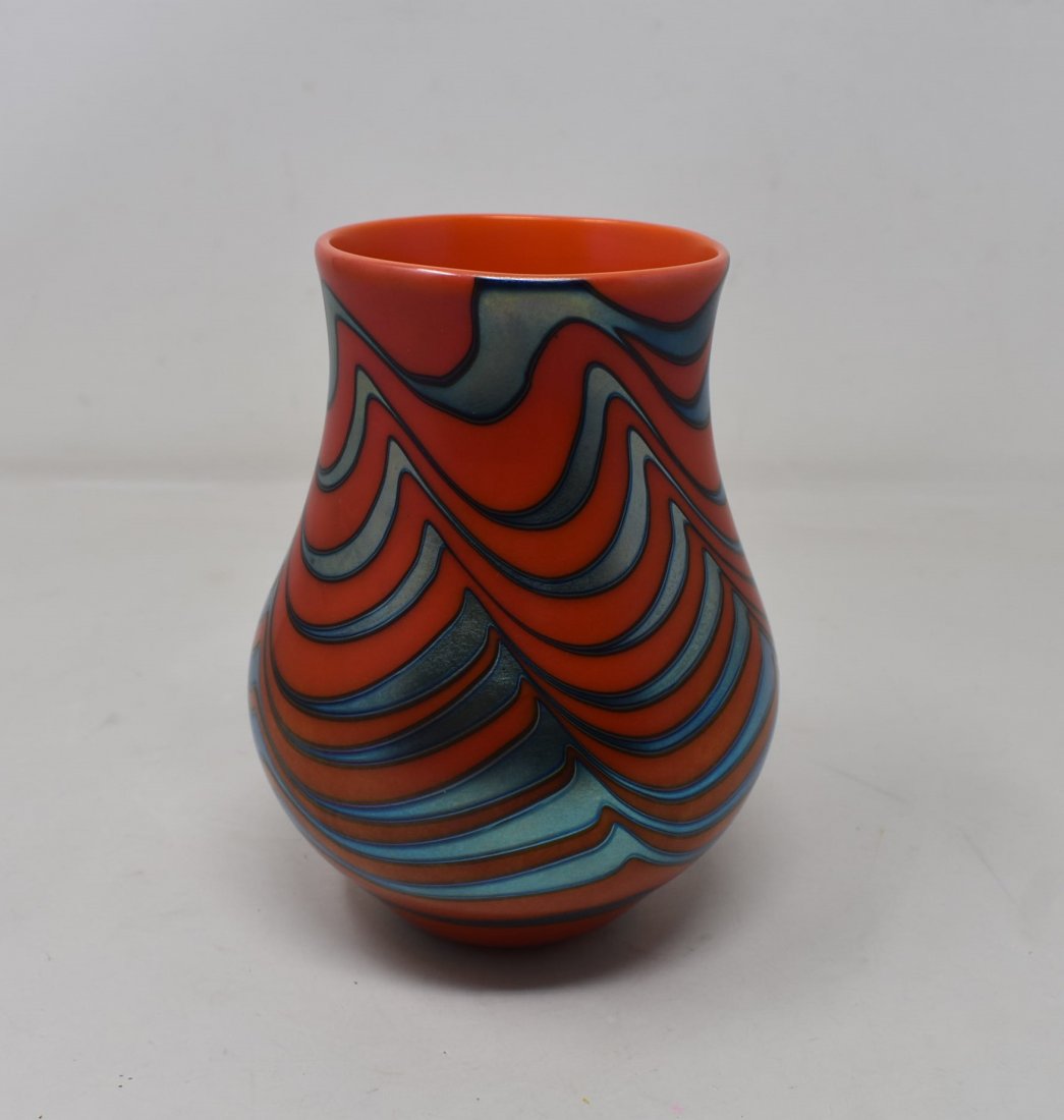 1980 Charles Lotton Red Art Glass Vase (1 of 4)
