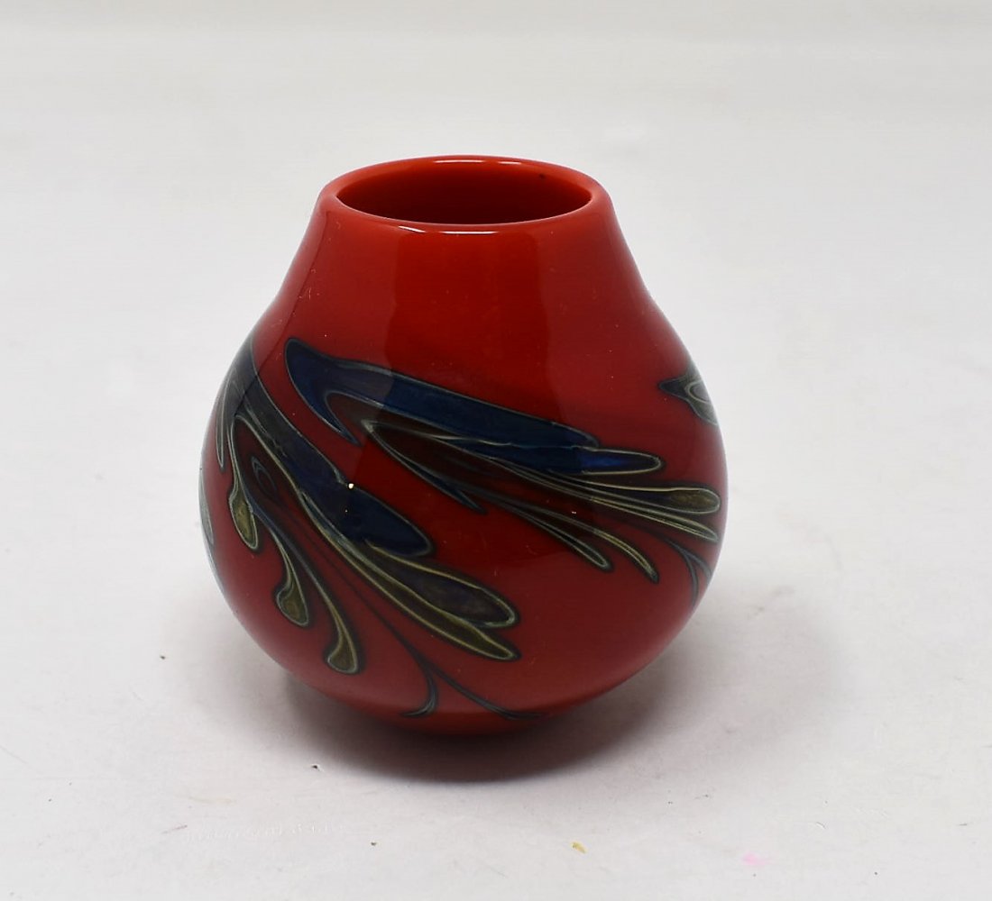 1980 Charles Lotton Small Red Art Glass Vase (1 of 5)