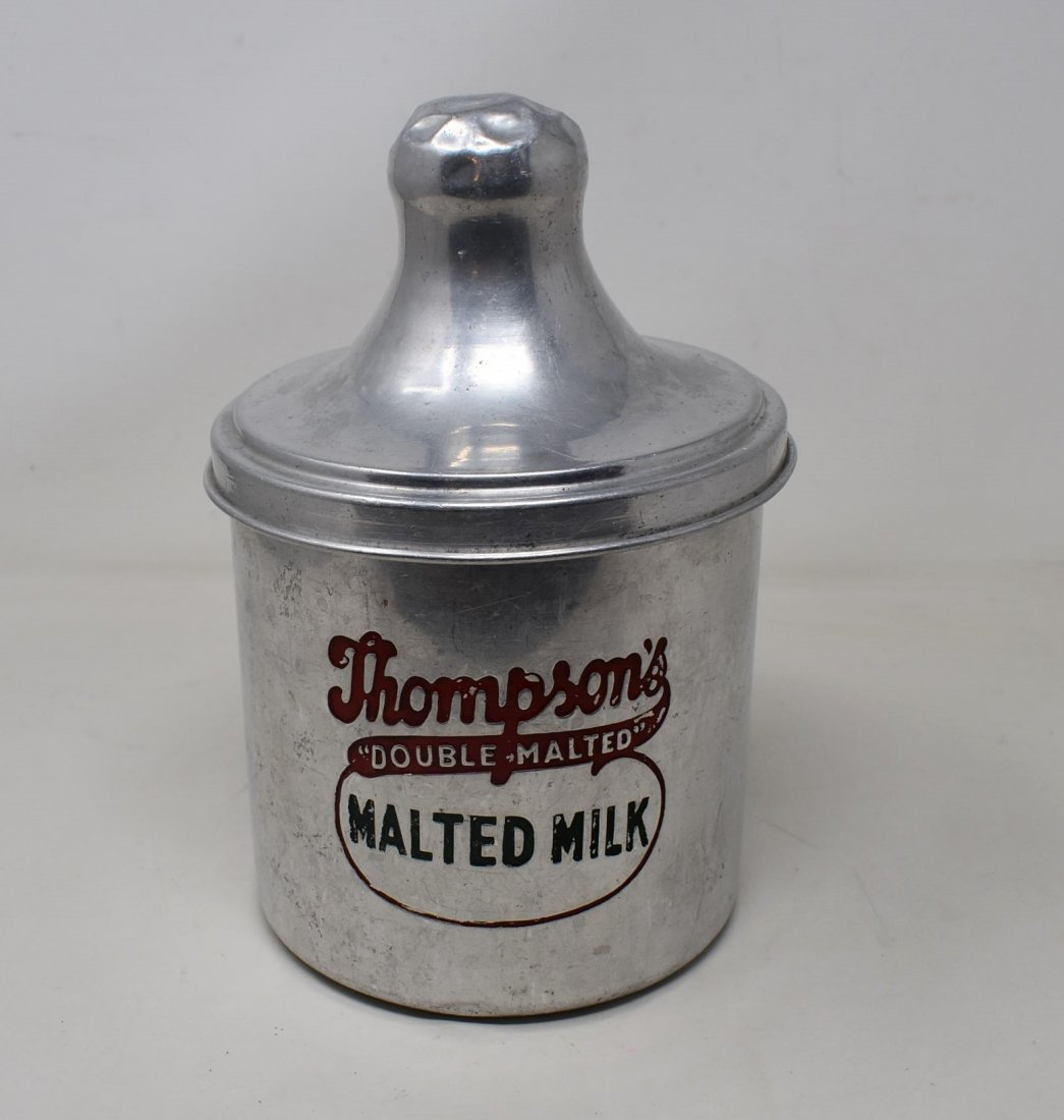 Vintage Thompson's Malted Milk Tin Jar Cannister (1 of 4)