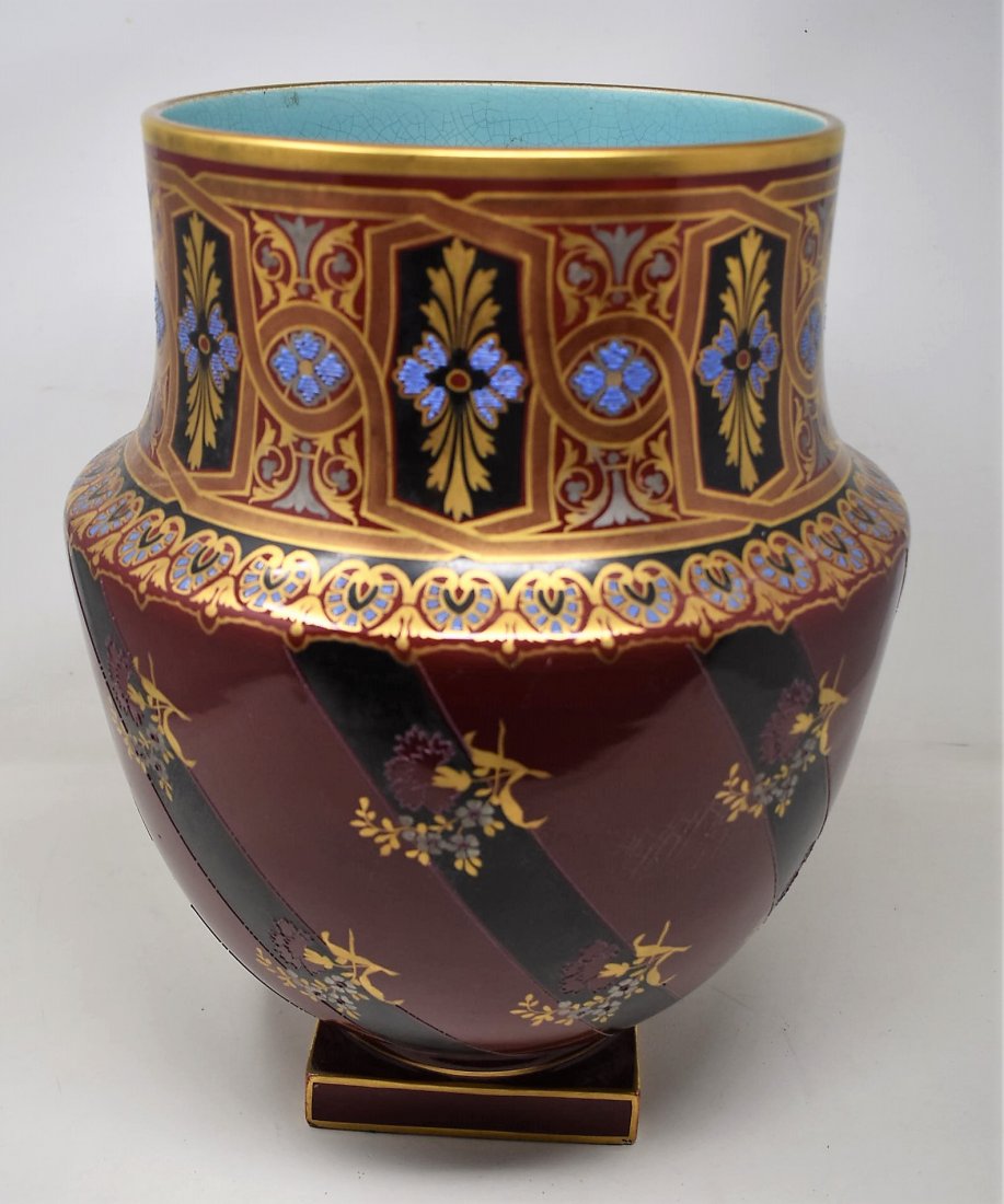 Antique Large Sarreguemines Vase: Large Antique Sarreguemines Vase, #1866. It measures 14.75" tall