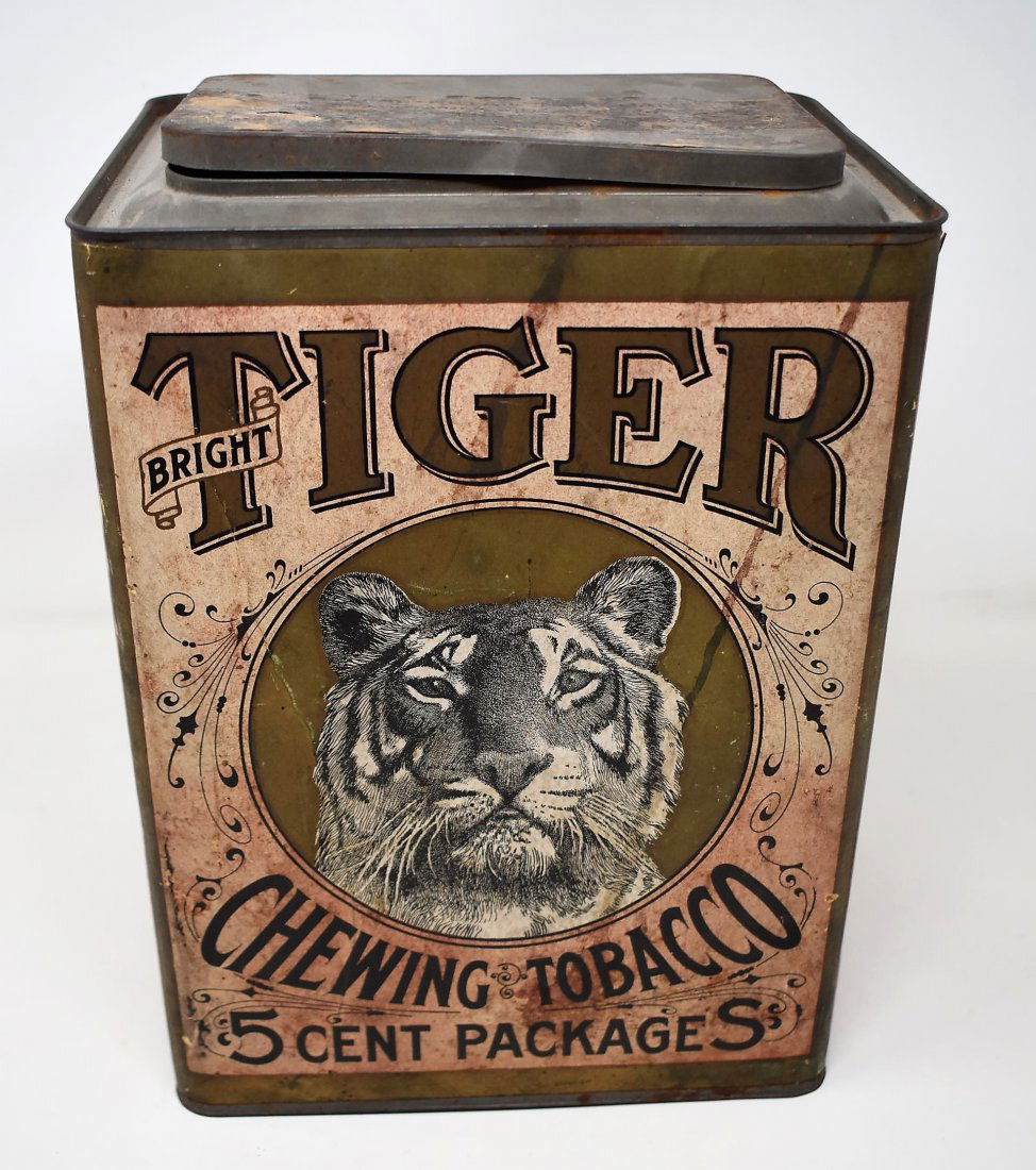 Vintage Large Tiger Tobacco Counter Display Tin (1 of 6)