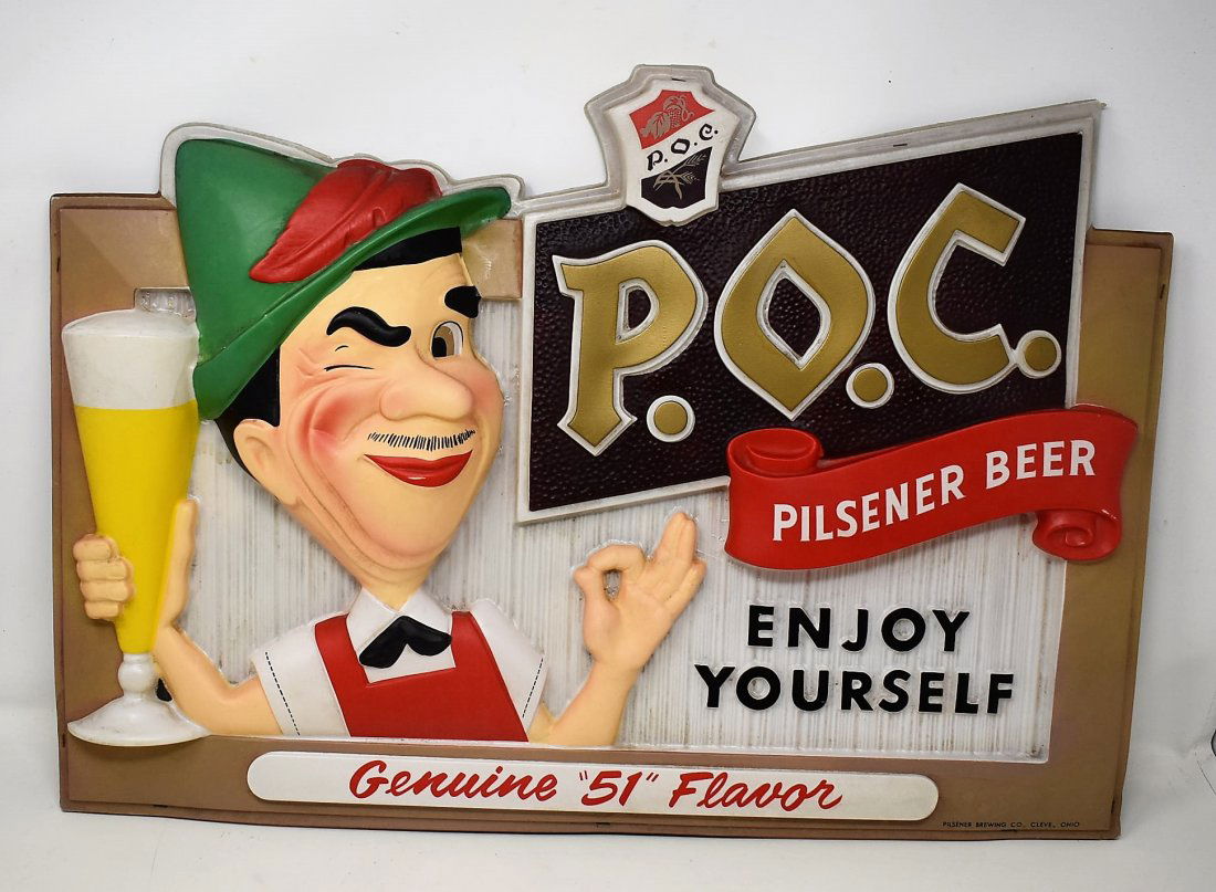 Vintage POC Beer Bar Advertising Counter Sign (1 of 4)