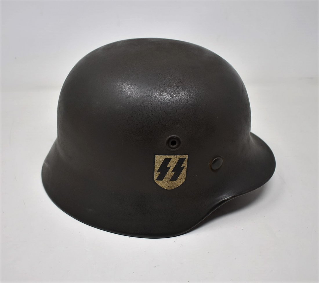 WWII Nazi German M42 Single Decal Waffen SS Helmet: WWII Nazi German M42 Single decal Waffen SS Helmet