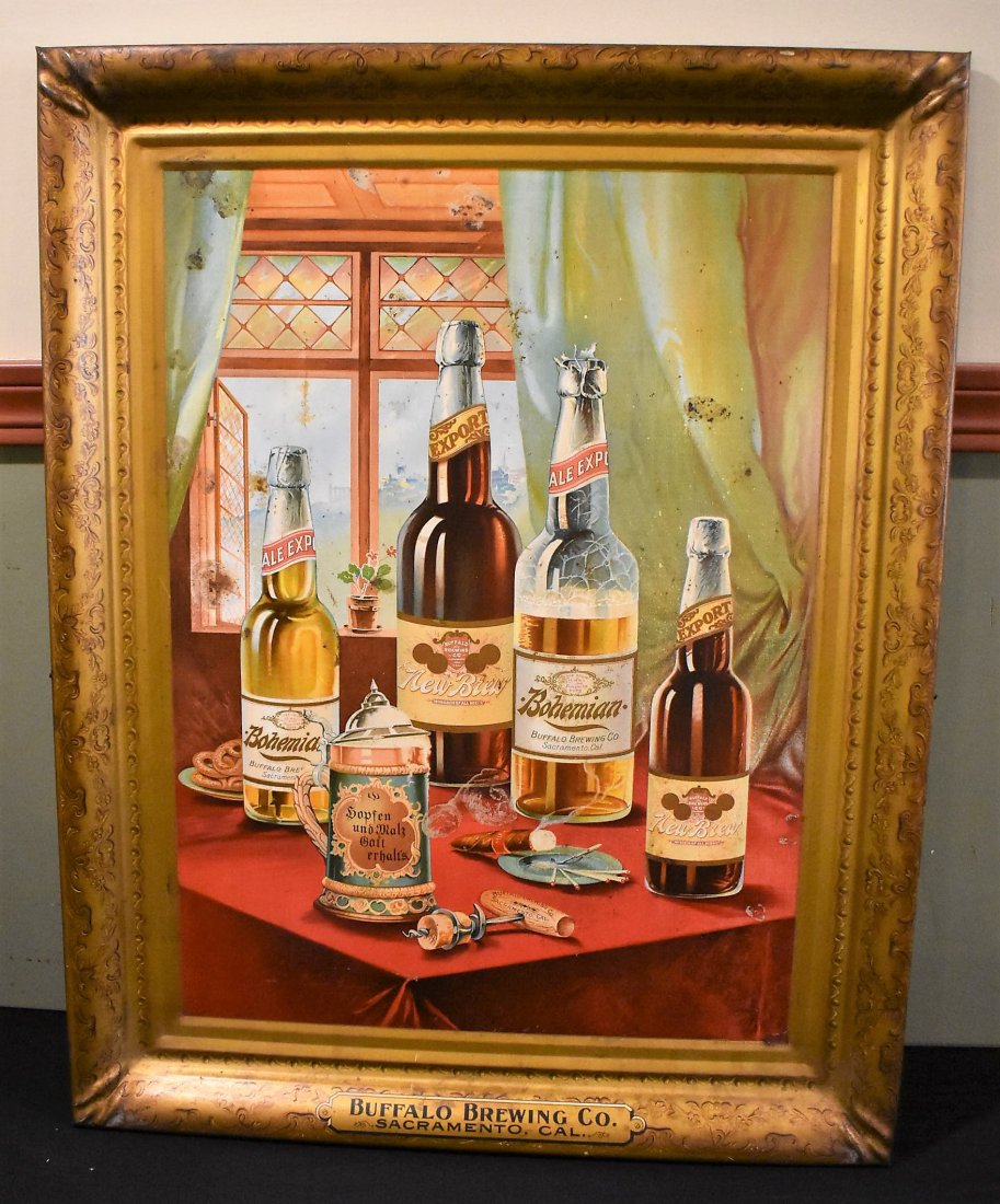Vintage Buffalo Brewing Tin Advertising Sign circa 1905 (1 of 6)