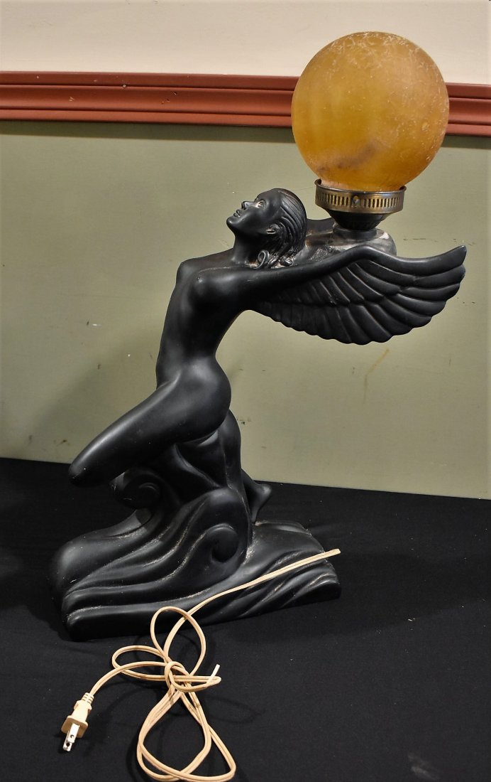 Vintage Deco Style Winged Lady Lamp (1 of 6)