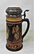 Mettlach 1 Liter 2255 Stein with Sterling Repousse Lid (1 of 7)
