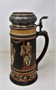 Mettlach 1 Liter 2255 Stein with Sterling Repousse Lid (1 of 7)
