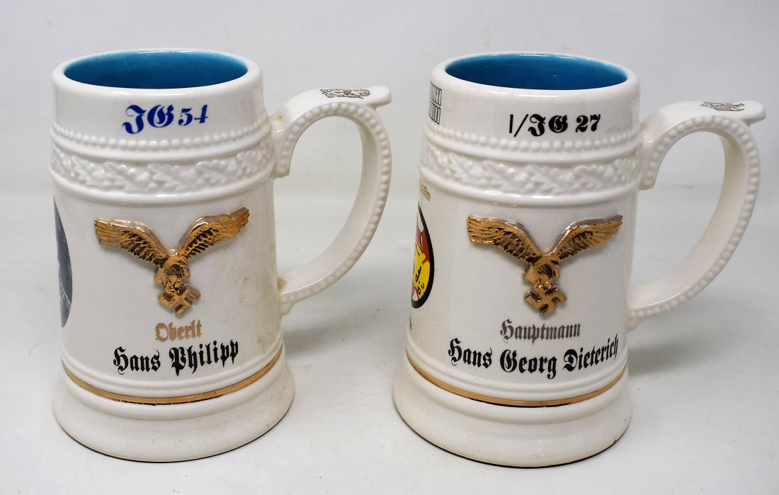 Pair of Vintage Nazi German Beer Steins Mugs: A Pair of Vintage 1/2 liter Nazi Beer Steins/Mugs.