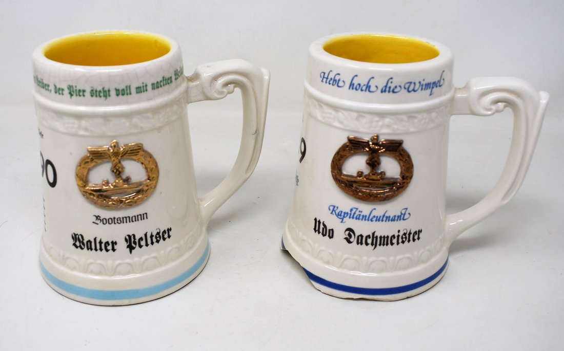 Pair of Vintage Nazi German Beer Steins Mugs: A Pair of Vintage 1/2 liter Nazi German Beer Steins/Mugs