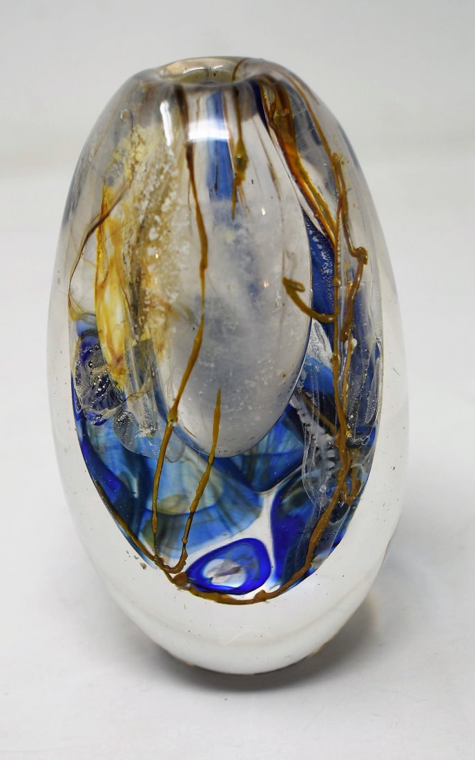 Colleen Ott Art Glass Paperweight: Colleen Ott Art Glass Paperweight. It measures 5" tall