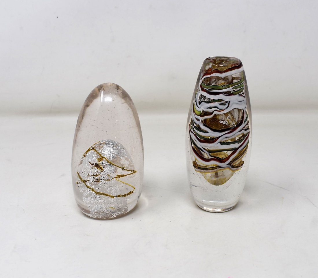 Lot of 2 Colleen Ott Art Glass Paperweights: A Lot of 2 Colleen Ott Art Glass Paperweights, signed, 4" and 4.5"