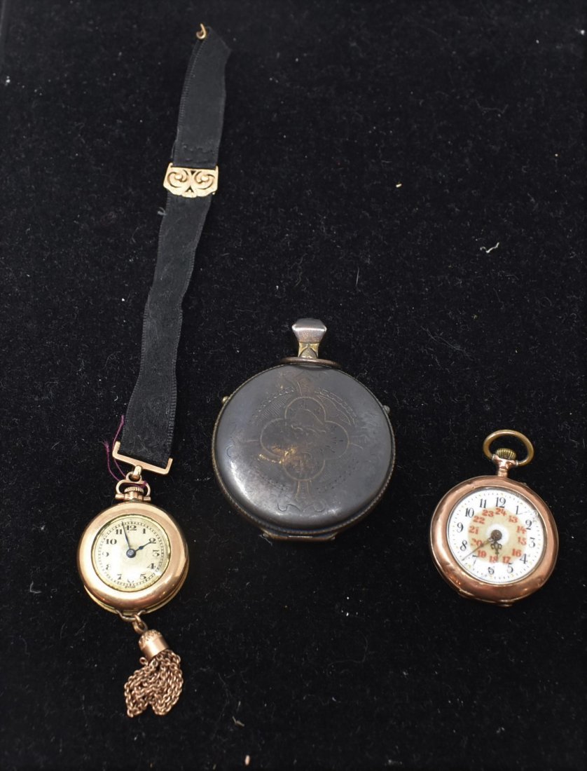 2 Antique Ladies Pocket Watches & Sterling Case (1 of 4)
