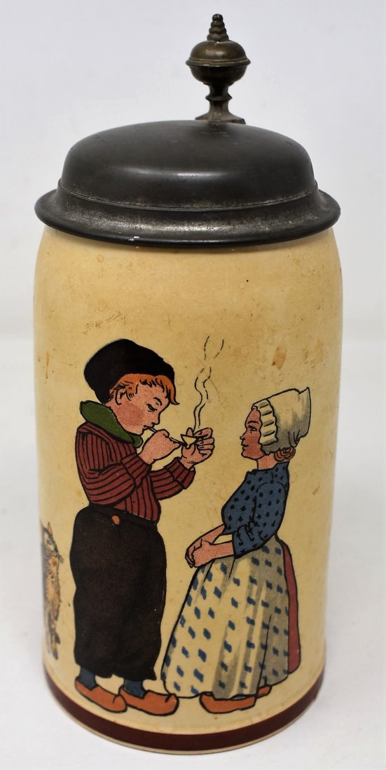 Mettlach 1/2 Liter #1236 Beer Stein Kids Smoking Pipe (1 of 5)