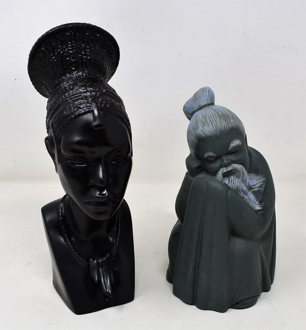 Lot of 2 Lladro African Woman & Chinese Man (1 of 5)