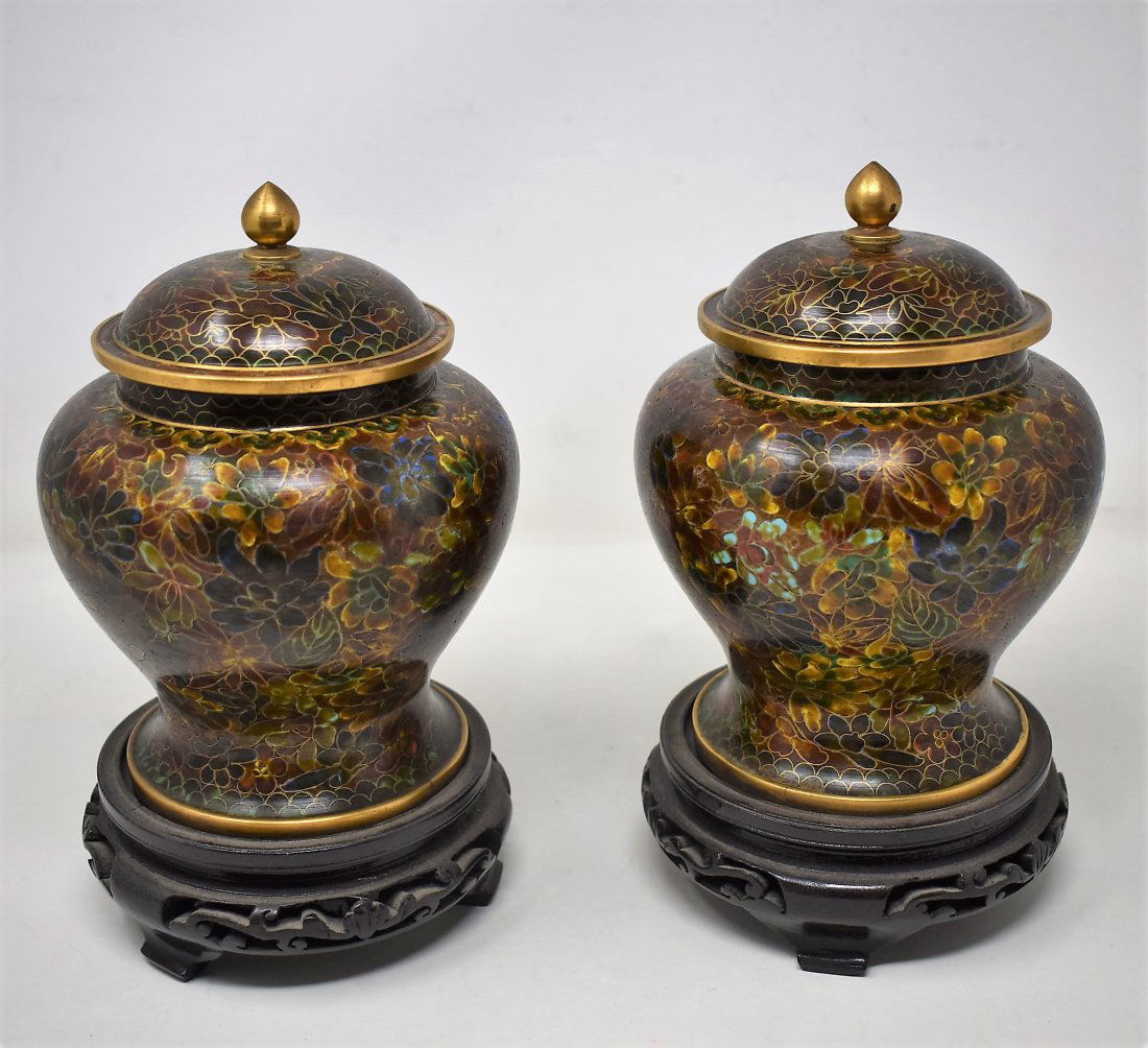 2 Cloisonné Lidded Urns (1 of 7)