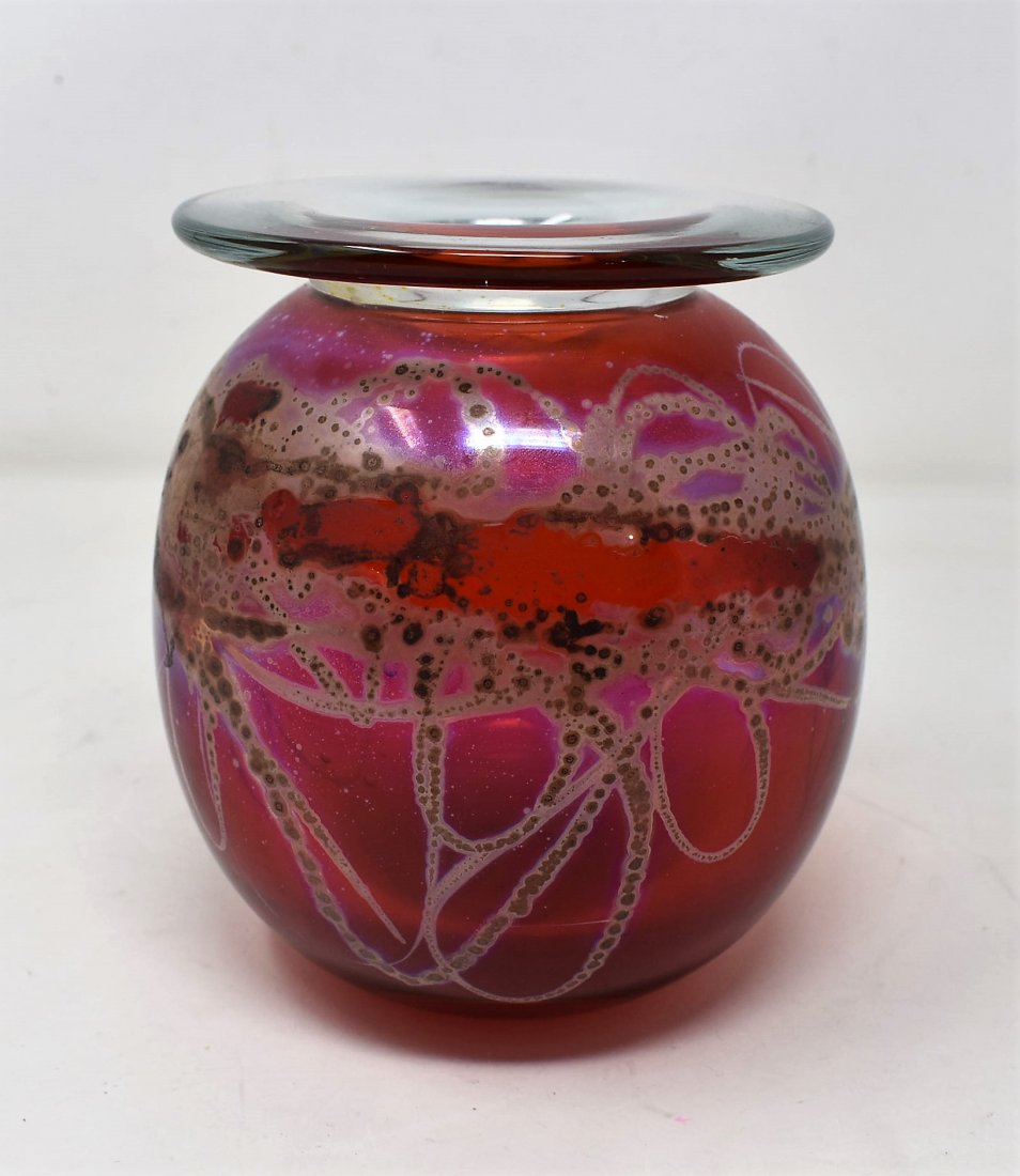 1976 Kent Ipsen Red Art Glass Vase (1 of 6)