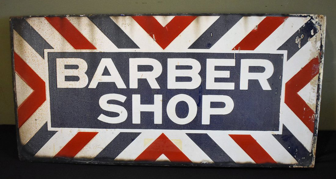 Vintage Porcelain Barber Shop Flange Sign (1 of 4)