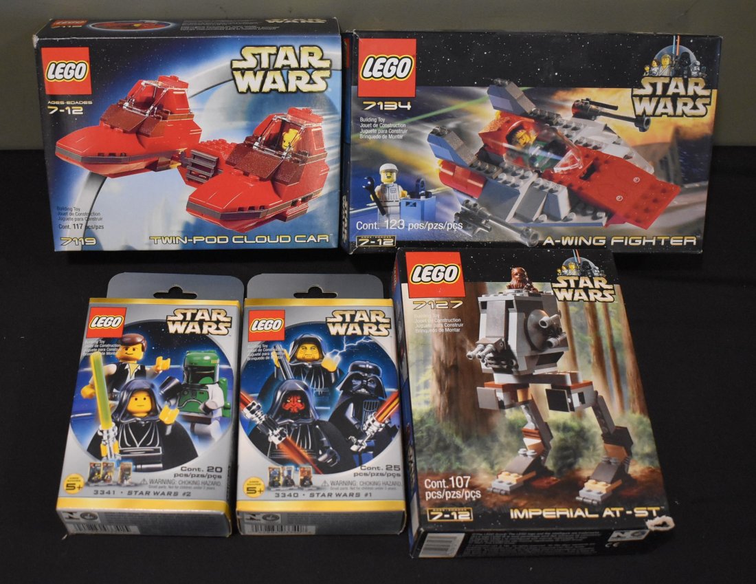 Lego Star Wars 5 set used w/ Box At-St Cloud Car A-wing (1 of 3)