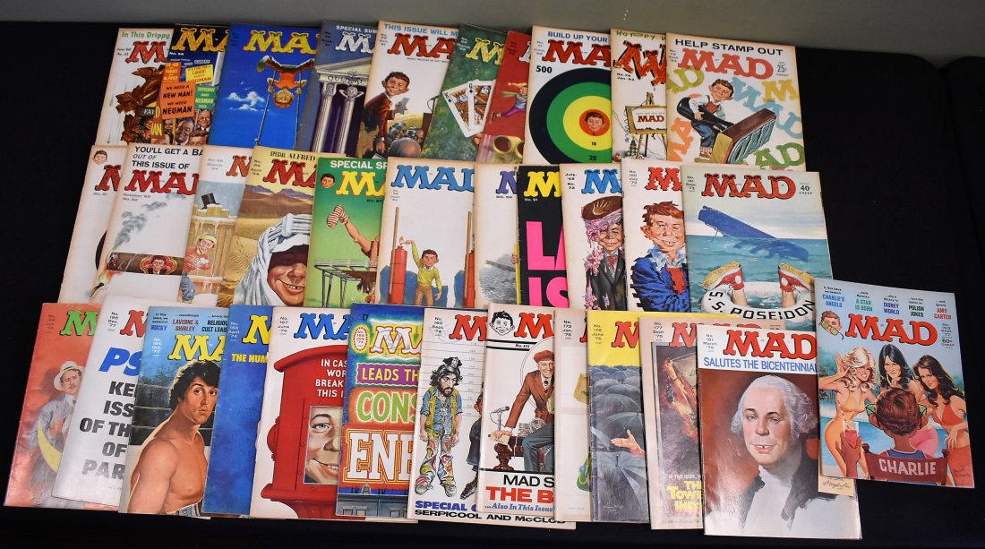 Lot of 34 Vintage 1960 & 1970s Mad Magazines (1 of 4)