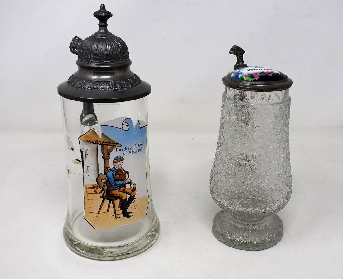 Pair of Glass Beer Steins (1 of 5)