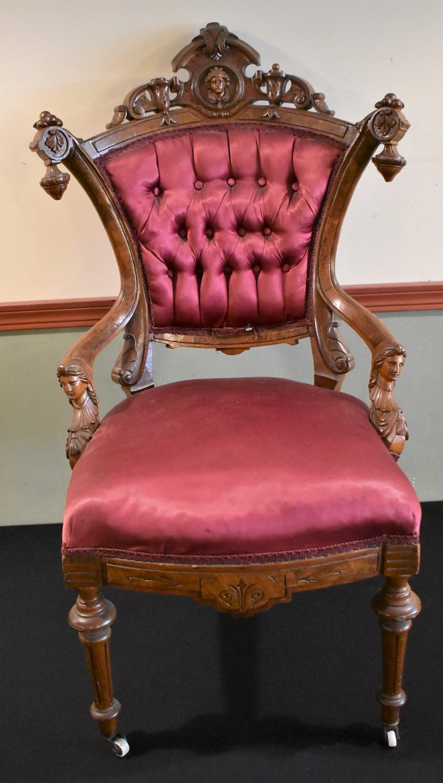 Antique Horner Carved Figural Arm Chair (1 of 8)