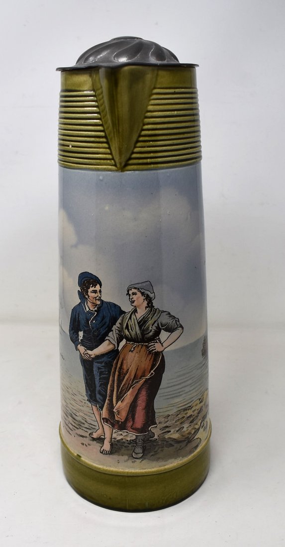 Mettlach 2893 2L Beer Stein Couple at the Seashore (1 of 6)