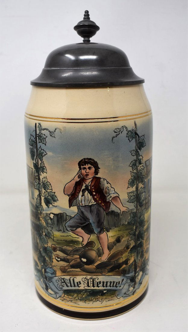 2 Liter German Beer Stein with Bowling Scene (1 of 7)