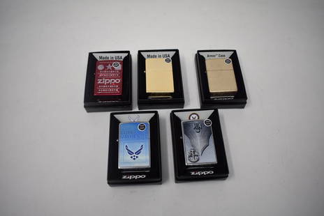 5 NEW IN BOX Zippo LIghters: 5 Brand New in Boxes Zippo Lighters. Decals unbroken, brand new.