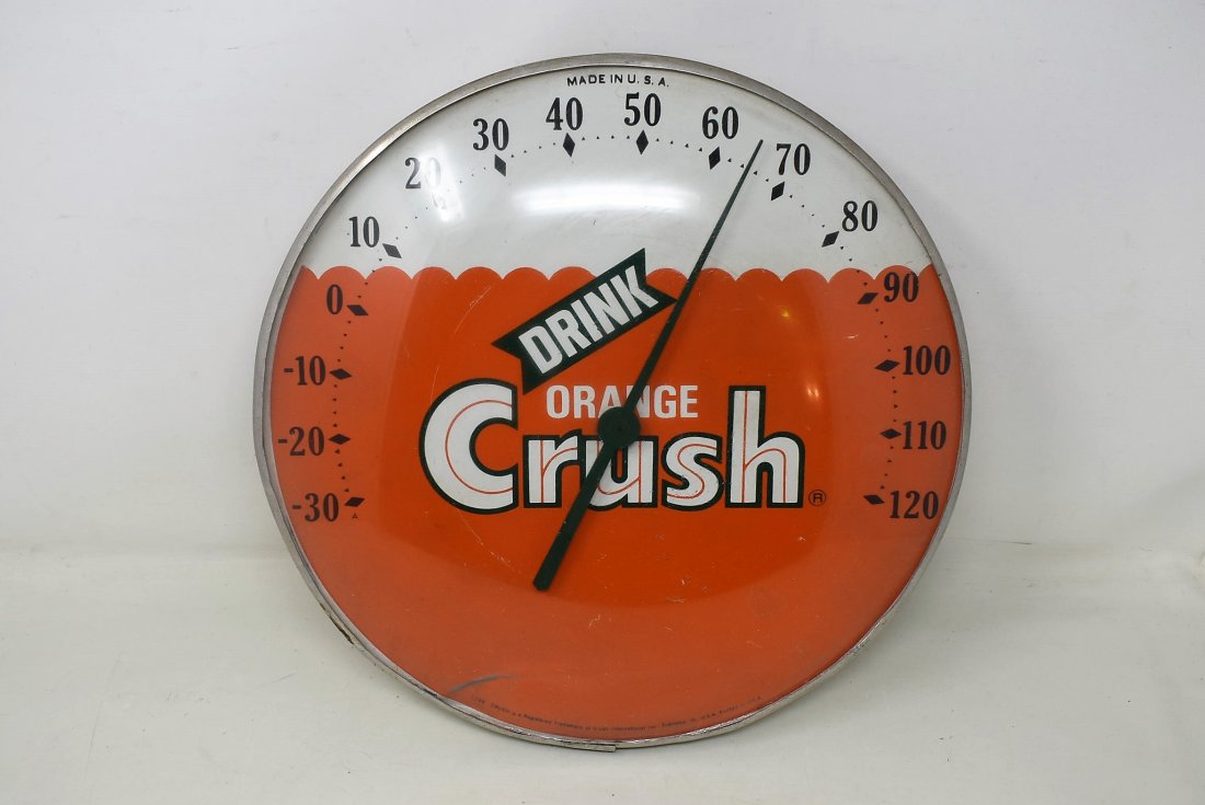 Vintage Orange Crush Soda Wall Thermometer marked 1156 (1 of 3)