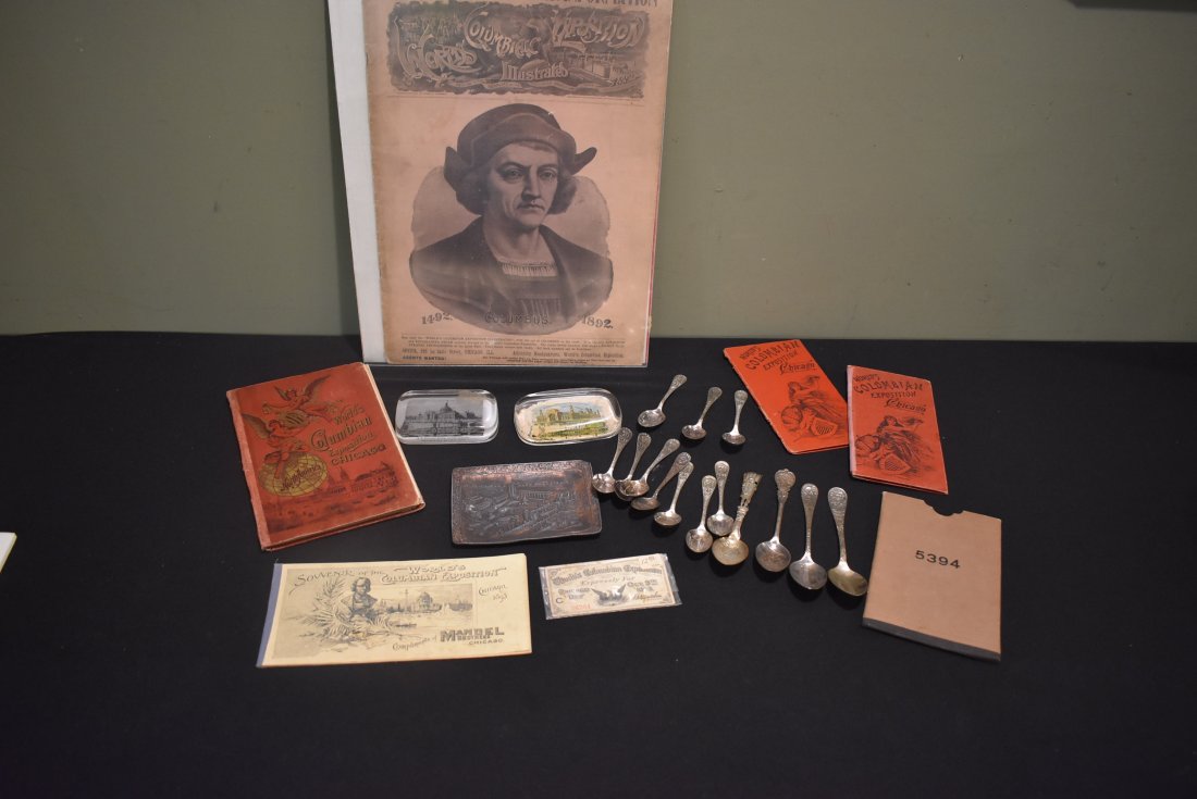 1893 World's Fair Columbian Exposition Lot, paperweights, spoons, ephemera (1 of 4)