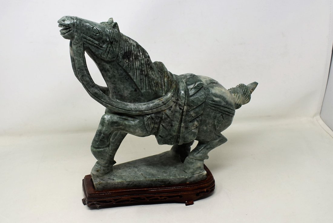 Large Carved Hunan Jade Tang Horse Sculpture (1 of 4)