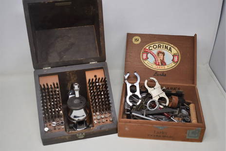 Group of Vintage Watchmakers Tools: A Group of Vintage Watchmaker's Tools including a Mosley Staking Tool.