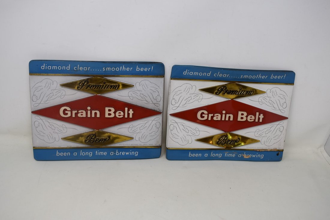 2 Vintage Grain Belt Plastic Signs (1 of 2)