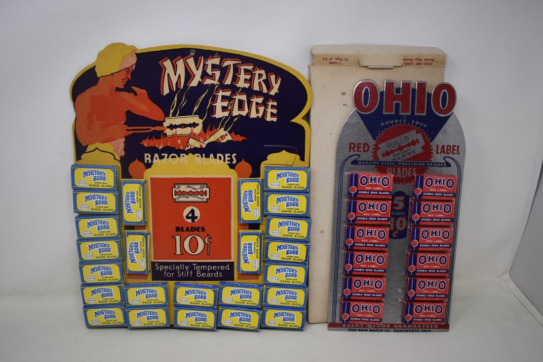 2 Vintage Razor Blade Counter Displays. Mystery Edge & Ohio Red Label (1 of 4)