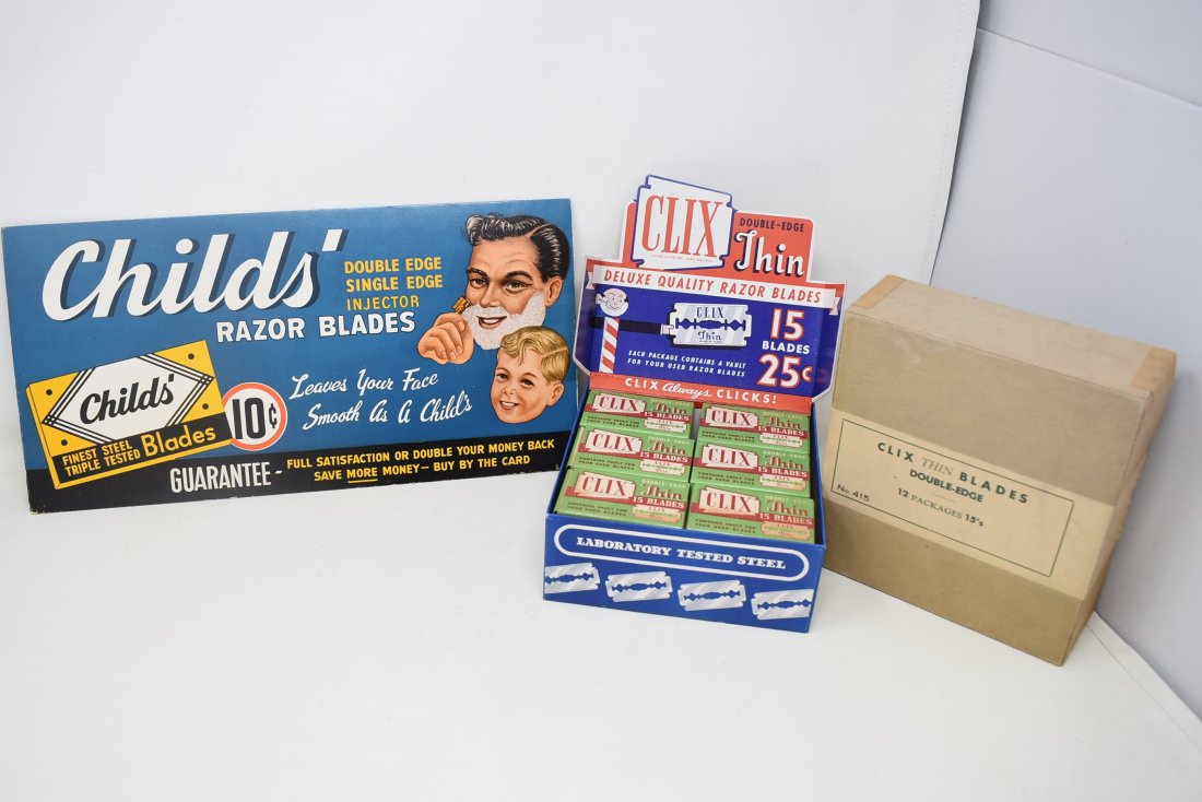 2 Vintage Razor Blade Counter Displays. Childs and Clix Thin (1 of 4)