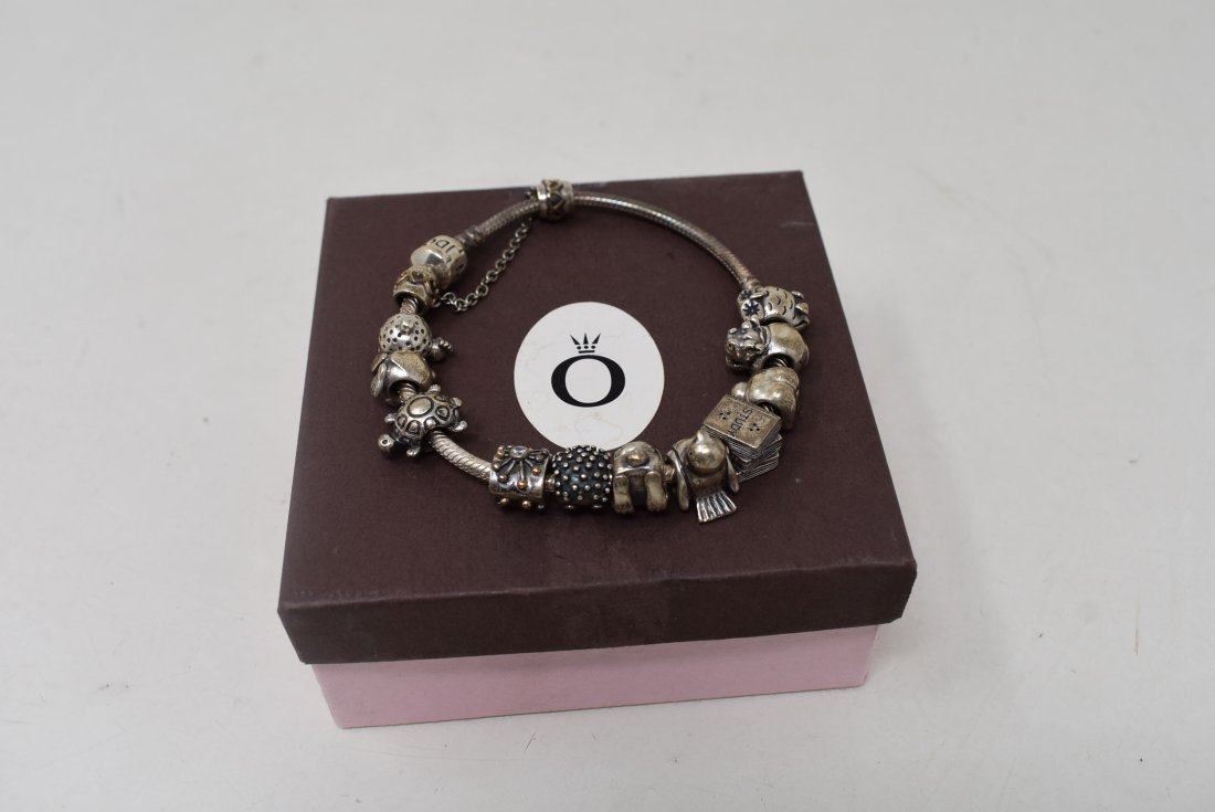 Sterling Silver Pandora Bracelet w Animal Charms (1 of 4)