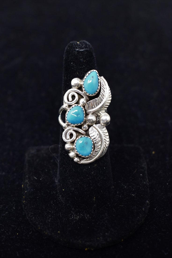 Large Native American Sterling & Turquoise Ring Shirley Largo (1 of 4)